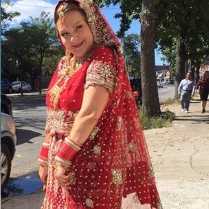 Desi / Indian bridal lehenga. Worn for a temple ceremony. Imported from India.